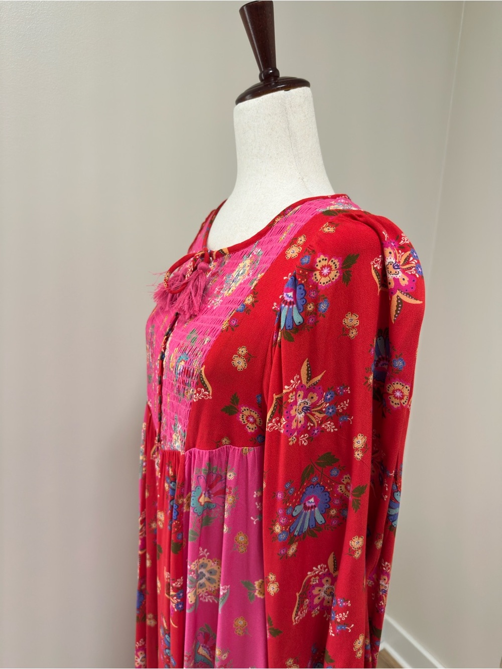 Spell Red & Pink Floral Midi Dress | Size Small - Picture 9 of 12